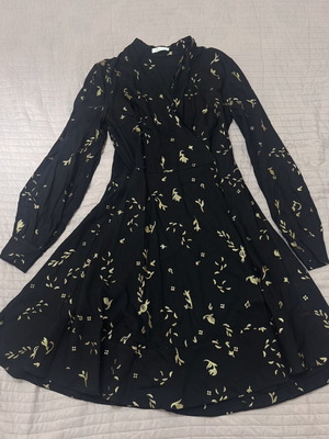 Stine Goya Barbara wrap midi dress size S black gold viscose