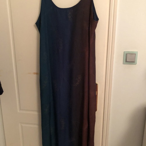 Dress L used, summer, two-tone blue-brown from Italy