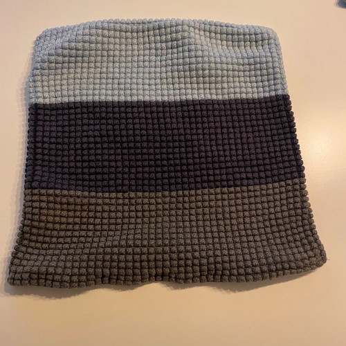 Handmade crocheted pillowcase new, cotton, blue and grey