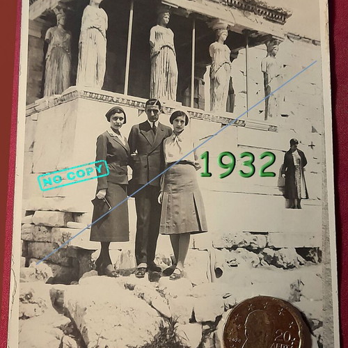 Vintage 1932 Erechtheion photo postcard with Caryatids, Athens