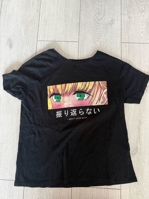 Black T-shirt with Anime Print XS like new