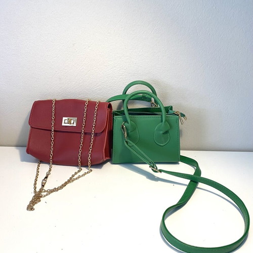 Shein two shoulder bags, green and red