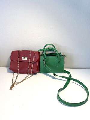 Shein two shoulder bags, green and red