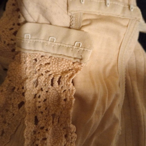 Vintage cotton lace bodysuit M/L, new, grey and beige