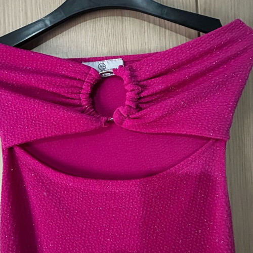 Angel Fashion pink glitter dress with leg split size S like new