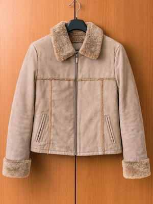 Robert Ley vintage jacket made of natural mouton, like new, beige