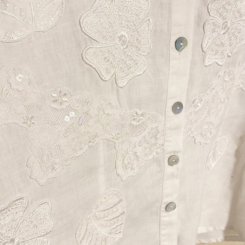 Luisa Oversized Linen Shirt white, new, 3/4 sleeve