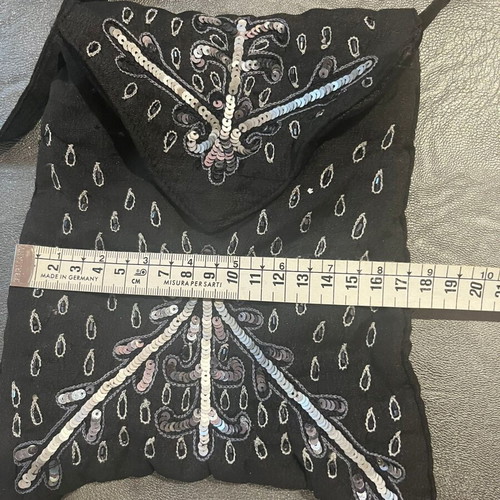 Satin mini bag crossbody with rhinestones and sequins like new black