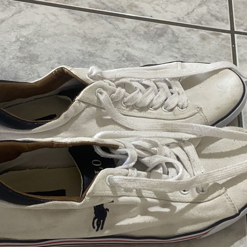Polo Ralph Lauren men's sneakers used, white with blue logo, size 45