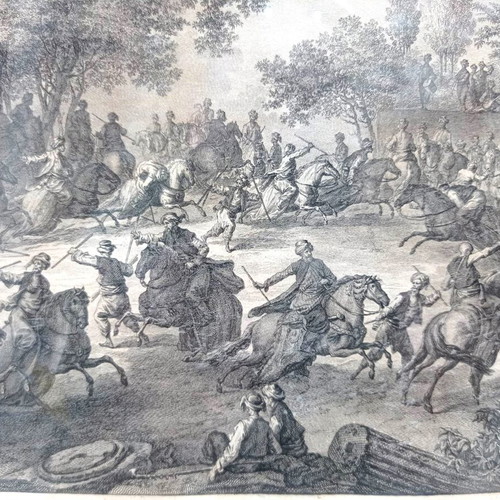 Tournoi Turc Αυθεντική γκραβούρα-χαρακτικό 1782 σε κορνίζα