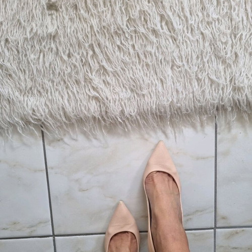 Leather high-heeled pumps used, size 41, nude color