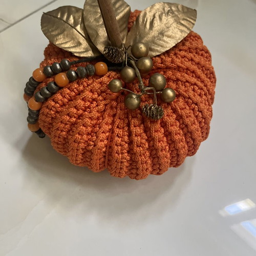 Handmade decorative pumpkin crochet in bright orange, like new