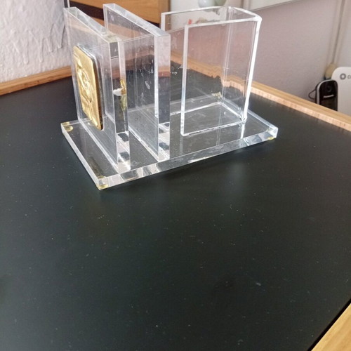 Office set plexiglass and embossed bronze like new