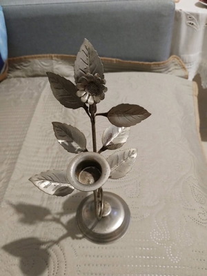 Metal flower candlestick used, vintage