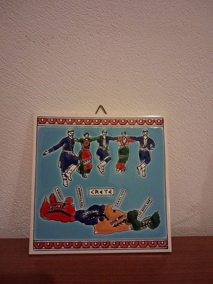 Vintage ceramic tile Crete handpainted Knossos Ltd