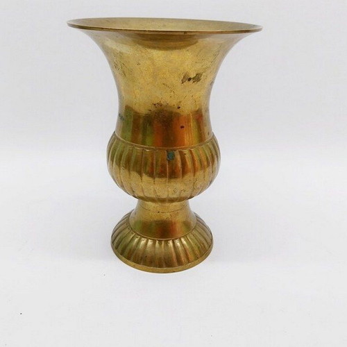 Antique brass vase used, 15 cm high