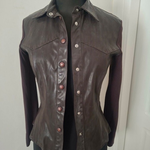 Women's brown shirt with leather and jersey, size S like new