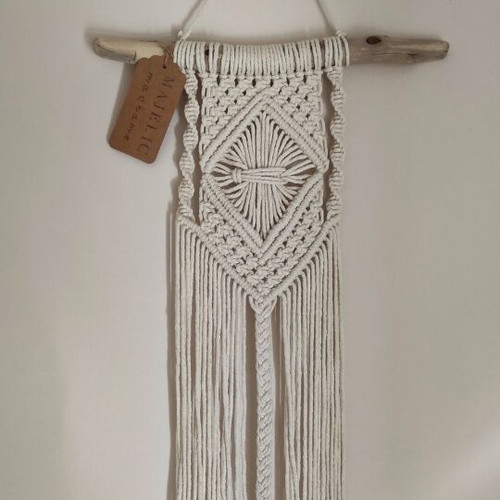 Macrame wall hanging new, handmade from cotton cord and wood