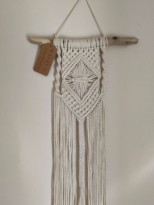 Macrame wall hanging new, handmade from cotton cord and wood