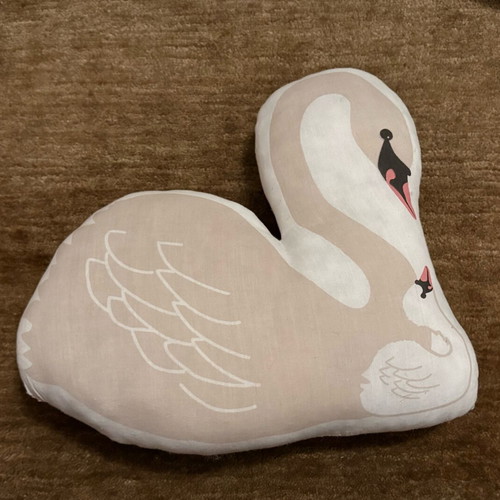 Mimi Lou Swan pillow like new, pink and white colors