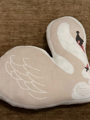 Mimi Lou Swan pillow like new, pink and white colors