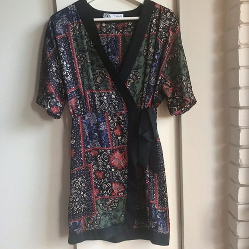 Zara printed draped dress like new with side bow