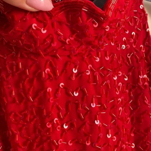 Raxevsky Exclusive Vintage Red Beaded Sequin Halter Top Size S like new