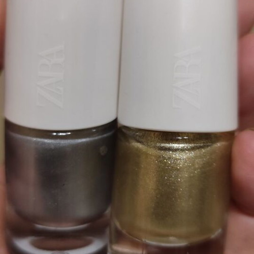 Zara nail polishes 3 pcs like new, gold, silver and gift light sea gray