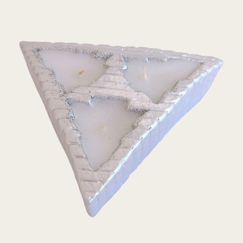 Christmas triangle decorative with 3 silver candles new
