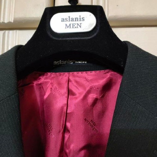 Aslanis Men Suit size 52 like new, black wool blend