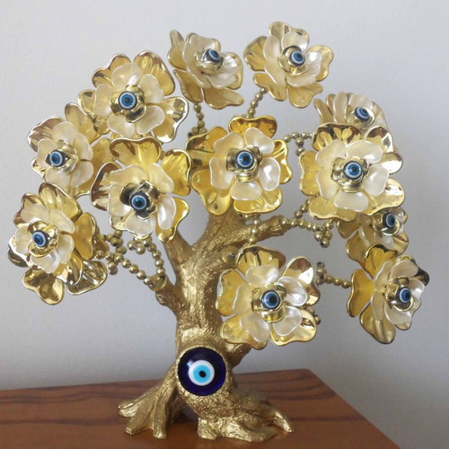 Decorative tree with blue eyes like new, height 27 cm