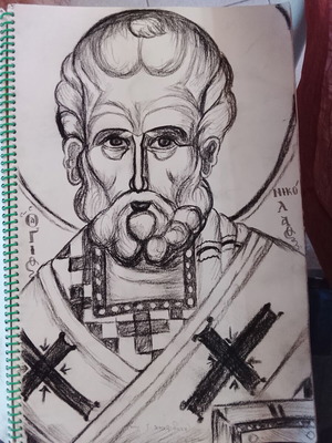 Saint Nicholas Icon painting like new, 25x35 cm