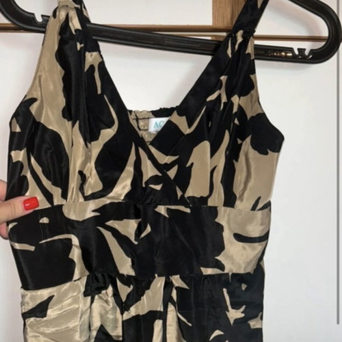 Acai silk mini dress S/M like new, black and gold