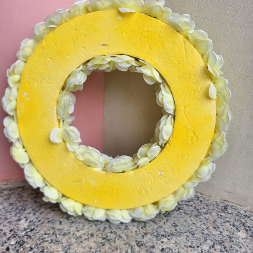 Handmade wreath with white flowers on foam base 38-40cm