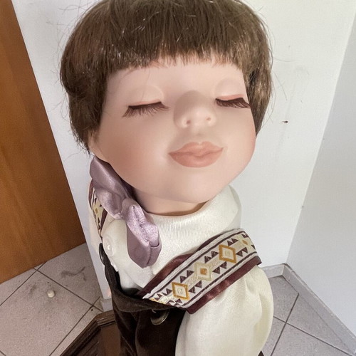 Cute porcelain doll couple boy and girl in box, vintage