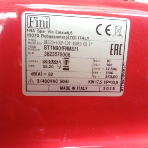 Fini BK120-500F-10T Industrial Air Compressor like new