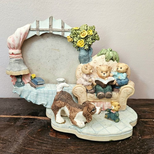 Ceramic children's photo frame like new with bear family design