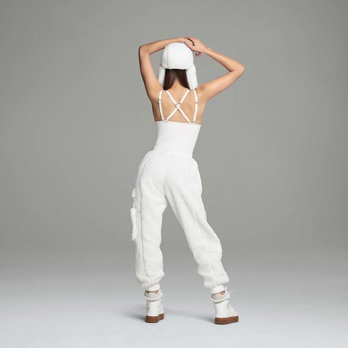 Adidas X Ivy Park Teddy Cargo Sweat Pants used, white, unisex, oversized