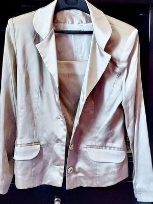 Women's satin suit silver like new