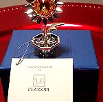  Ασημένια μινιατούρα  Ιταλίας λουλούδι με αυθεντικά κρύσταλλα και strass Swarovski..Αμεταχείριστο στο κουτί του..Με την πιστοποίηση του!