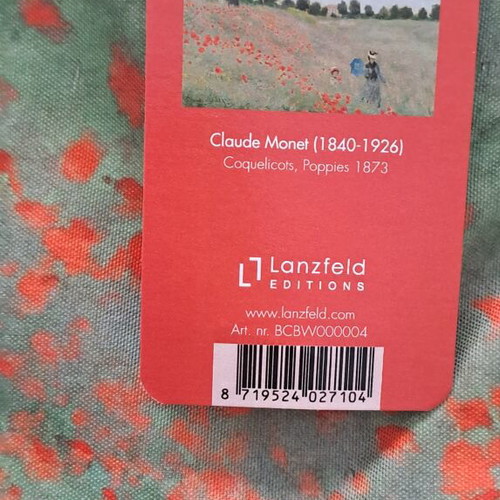 Lanzfeld Editions Claude Monet Poppies Canvas Tote Bag new, shoulder, red and green