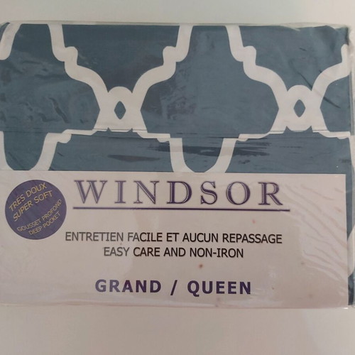 Bed sheet set new for double bed queen size white-blue