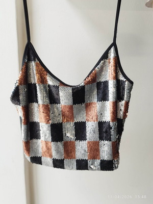 Τοπάκι Pink Woman M με ματ παγιέτες, σαν καινούργιο, μαύρο και ασημί