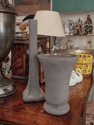 Set of two gray decorative glass vases like new