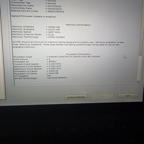 Dell Latitude 7410 laptop i5 16GB RAM 256GB SSD used