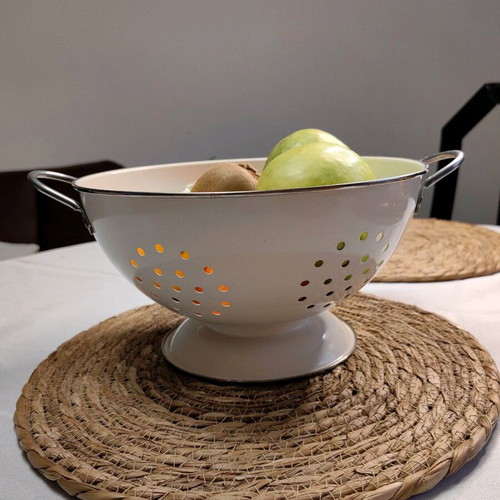 Enamel Colander Bowl Retro French Style like new