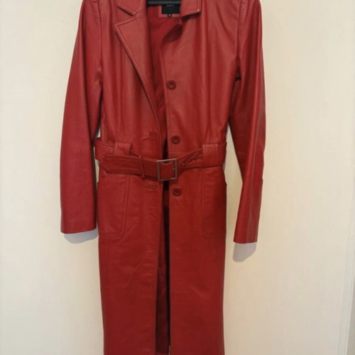 Toi & Moi Vintage Leather Trench Coat used, red, size S