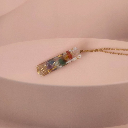 2 in 1 steel necklace with pendulum crystal & chakra