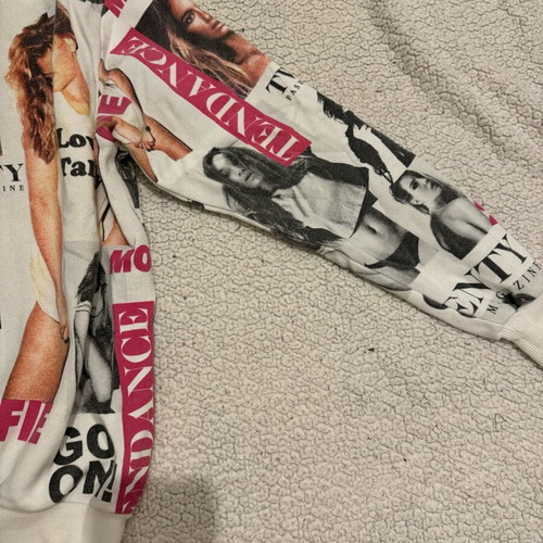Y2K sweater like new, white and pink, size XS-S