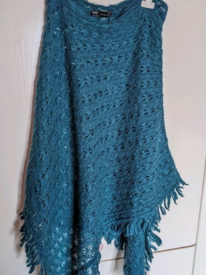 Zara women's poncho used, petrol color